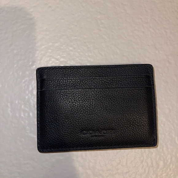 Coach Pebbled Black Leather Card Holder - Picture 1 of 3